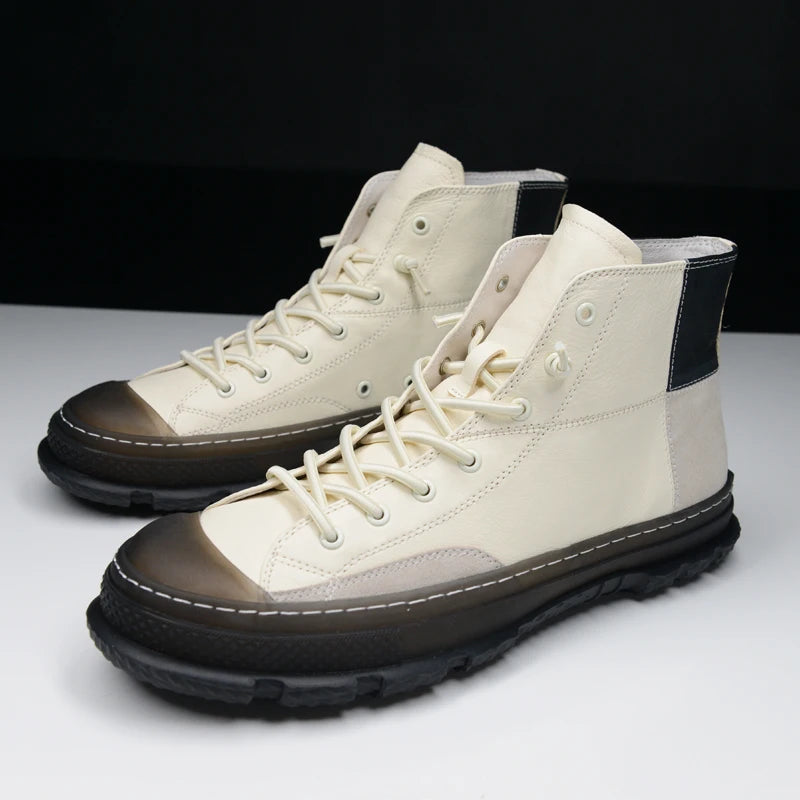 Men's Winter Luxury Genuine Leather Lace Up Casual Ankle Boots