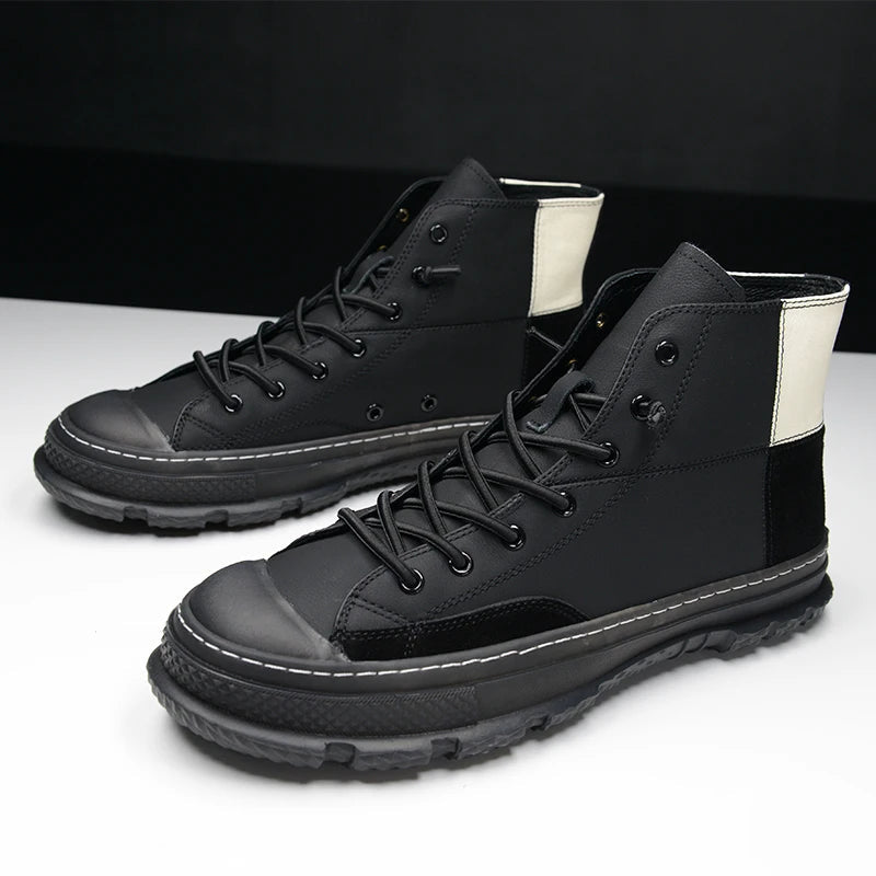 Men's Winter Luxury Genuine Leather Lace Up Casual Ankle Boots