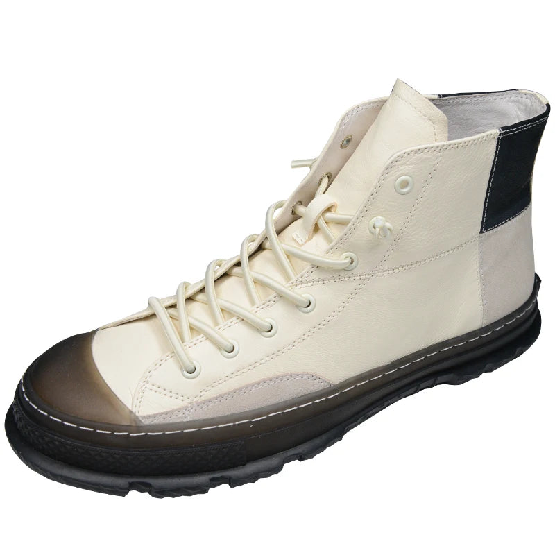 Men's Winter Luxury Genuine Leather Lace Up Casual Ankle Boots