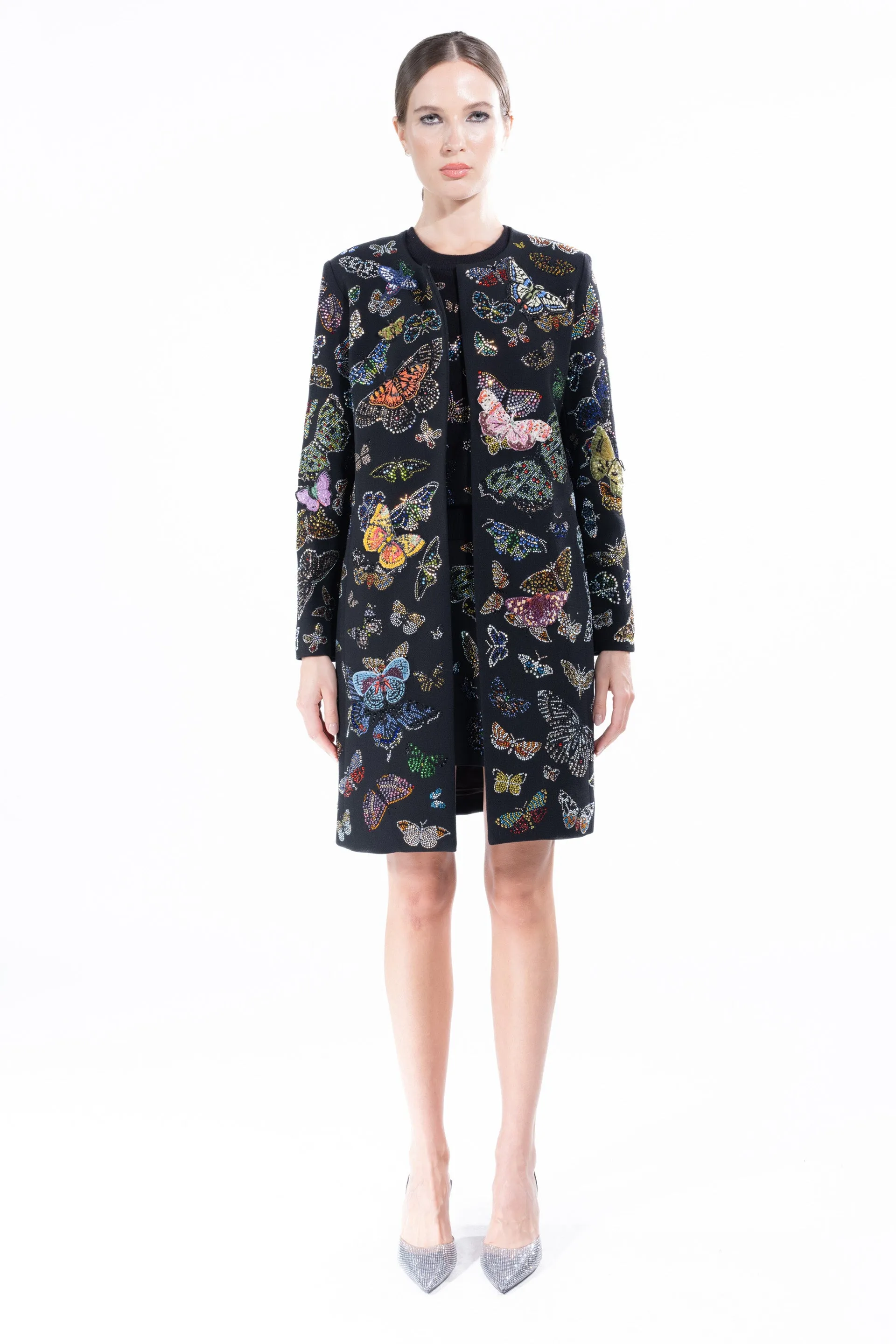 'Millions of Butterflies' Classic Collarless Coat