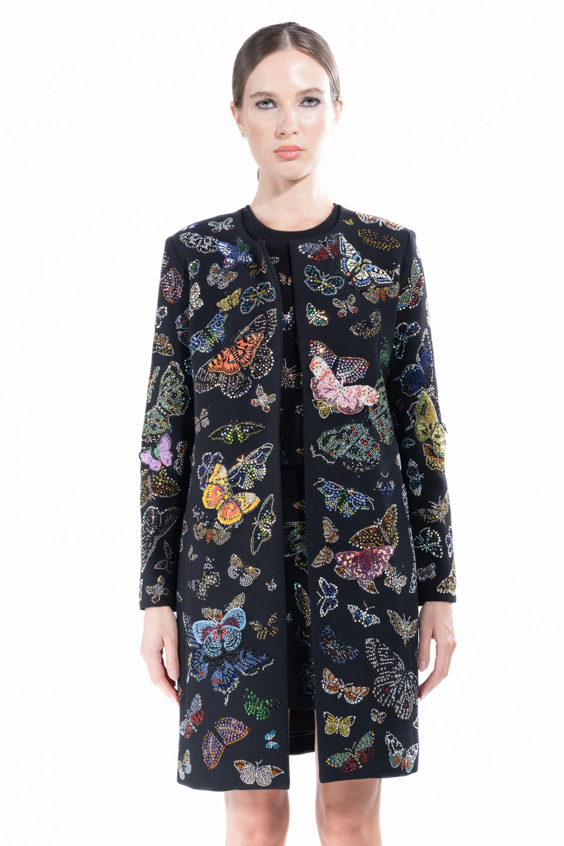 'Millions of Butterflies' Classic Collarless Coat