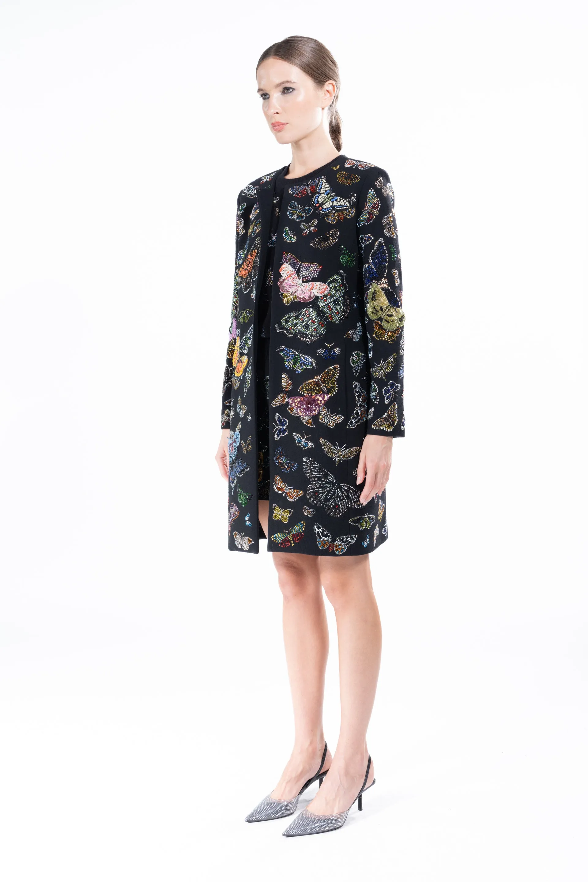 'Millions of Butterflies' Classic Collarless Coat