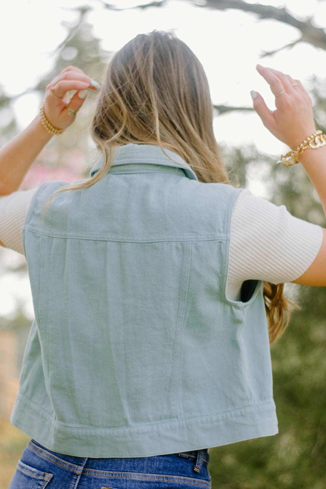 Mint Put On A Smile Denim Vest