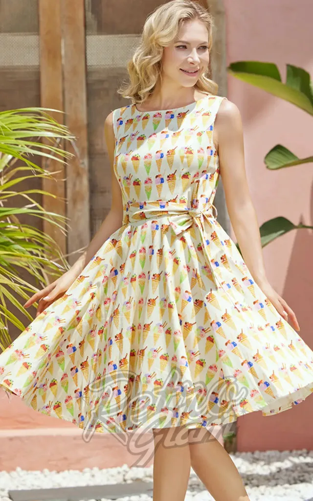 Miss Lulo Ruby Dress In Ice Cream Print - XL & 1XL left only