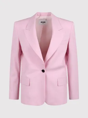 Msgm Single-breasted Blazer With Applique