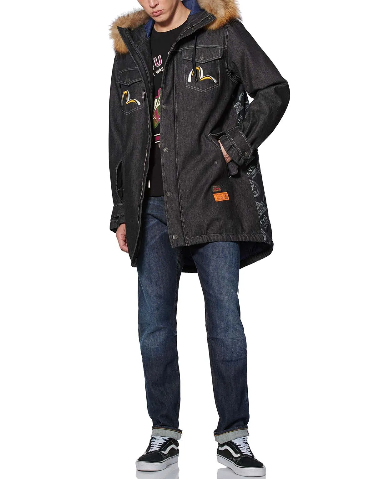 Multi-badges Jacquard Fabric Blocking Padded Parka