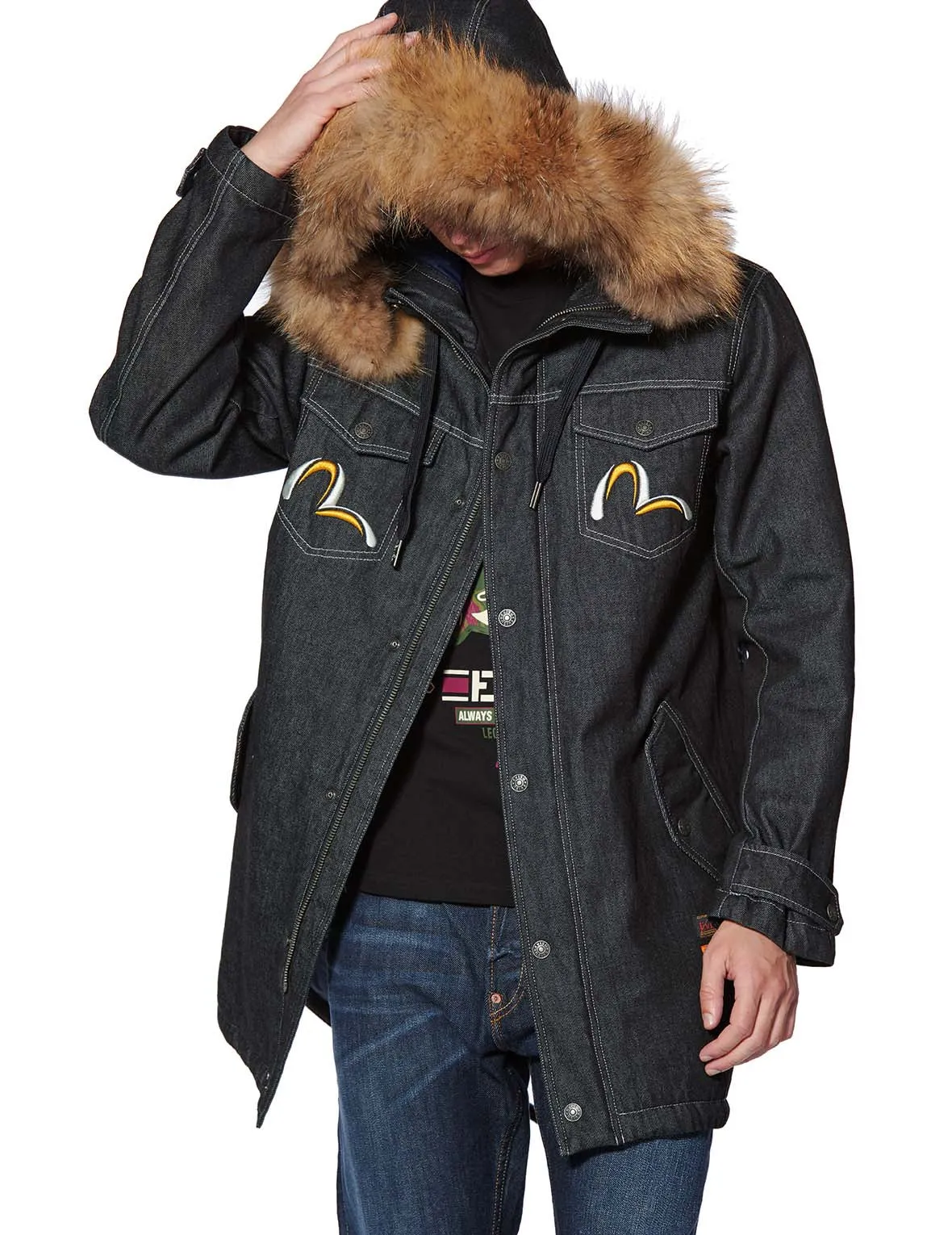 Multi-badges Jacquard Fabric Blocking Padded Parka