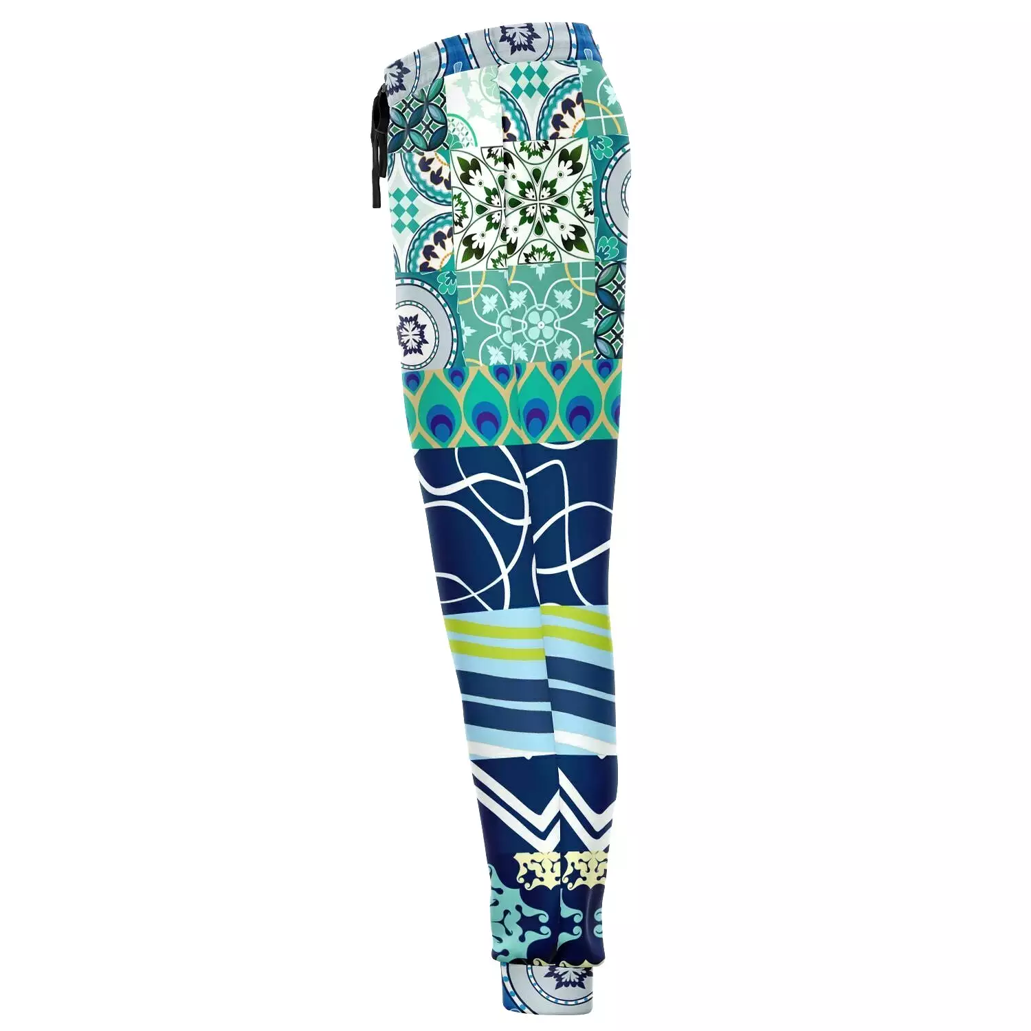 Mykonos Peacock Tile Patchwork Print Eco-Poly Joggers