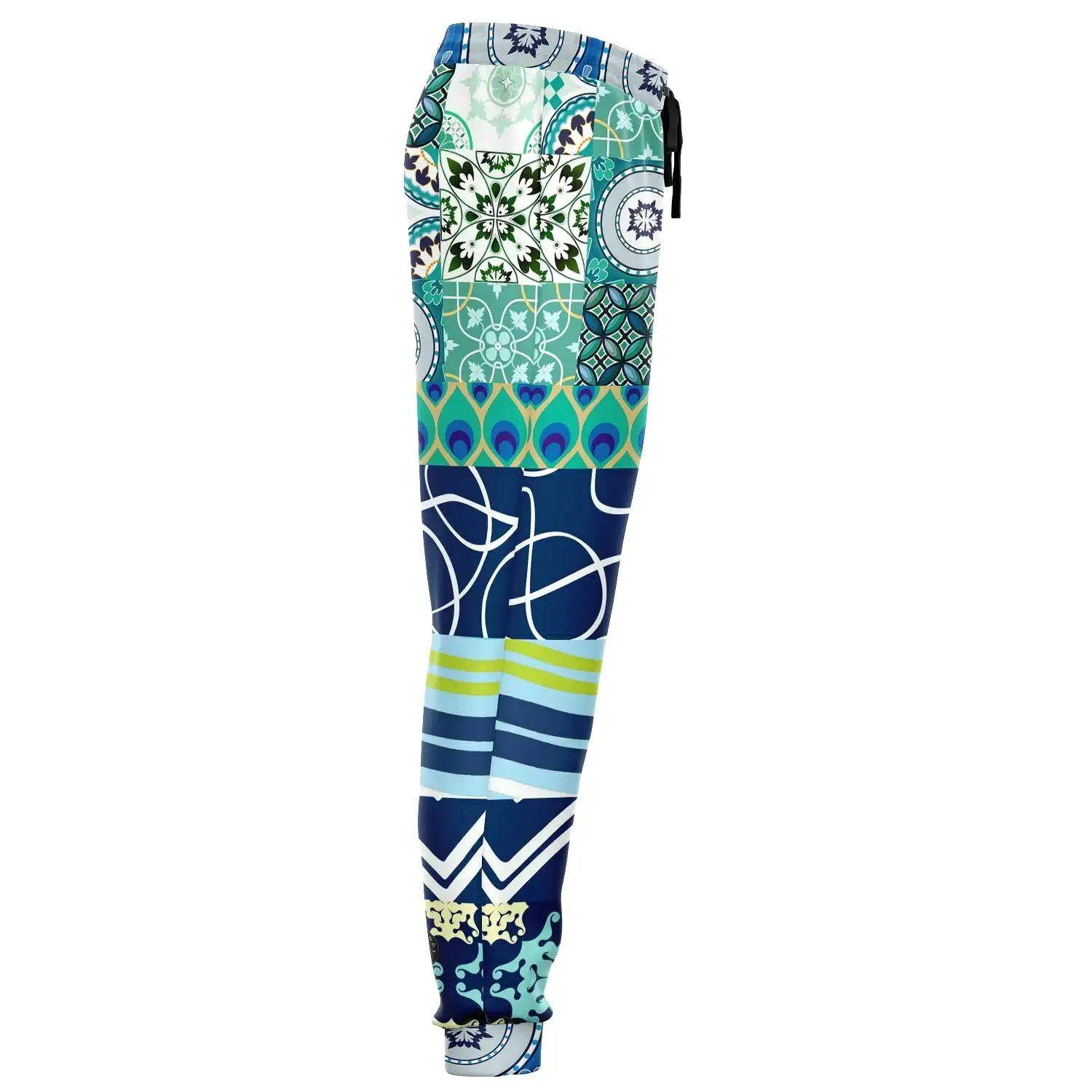 Mykonos Peacock Tile Patchwork Print Eco-Poly Joggers