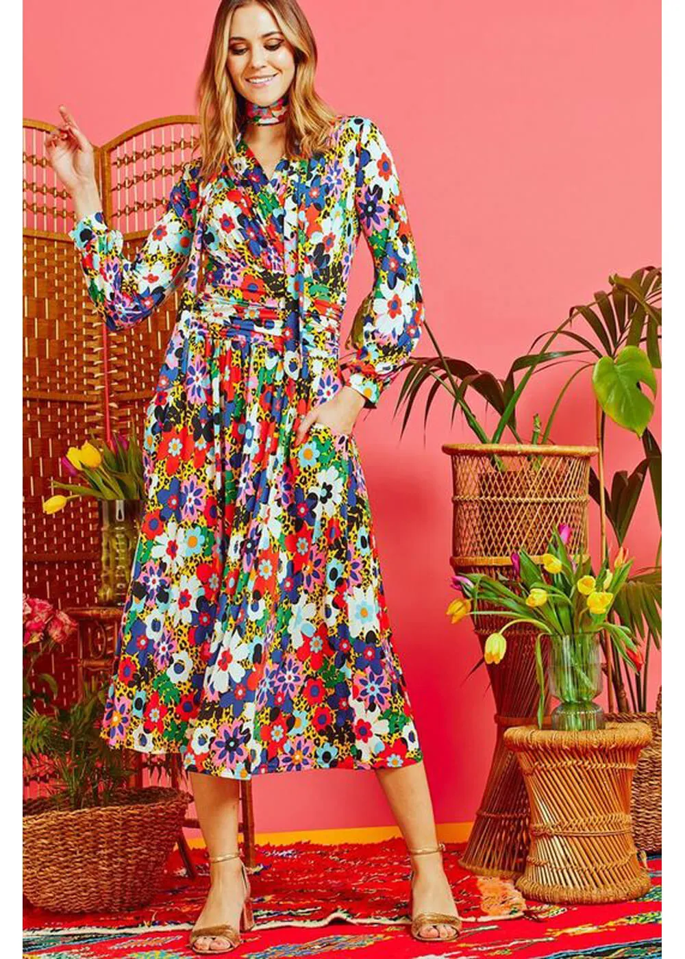 Onjenu Sharon Donna 70's Midi Dress Multi