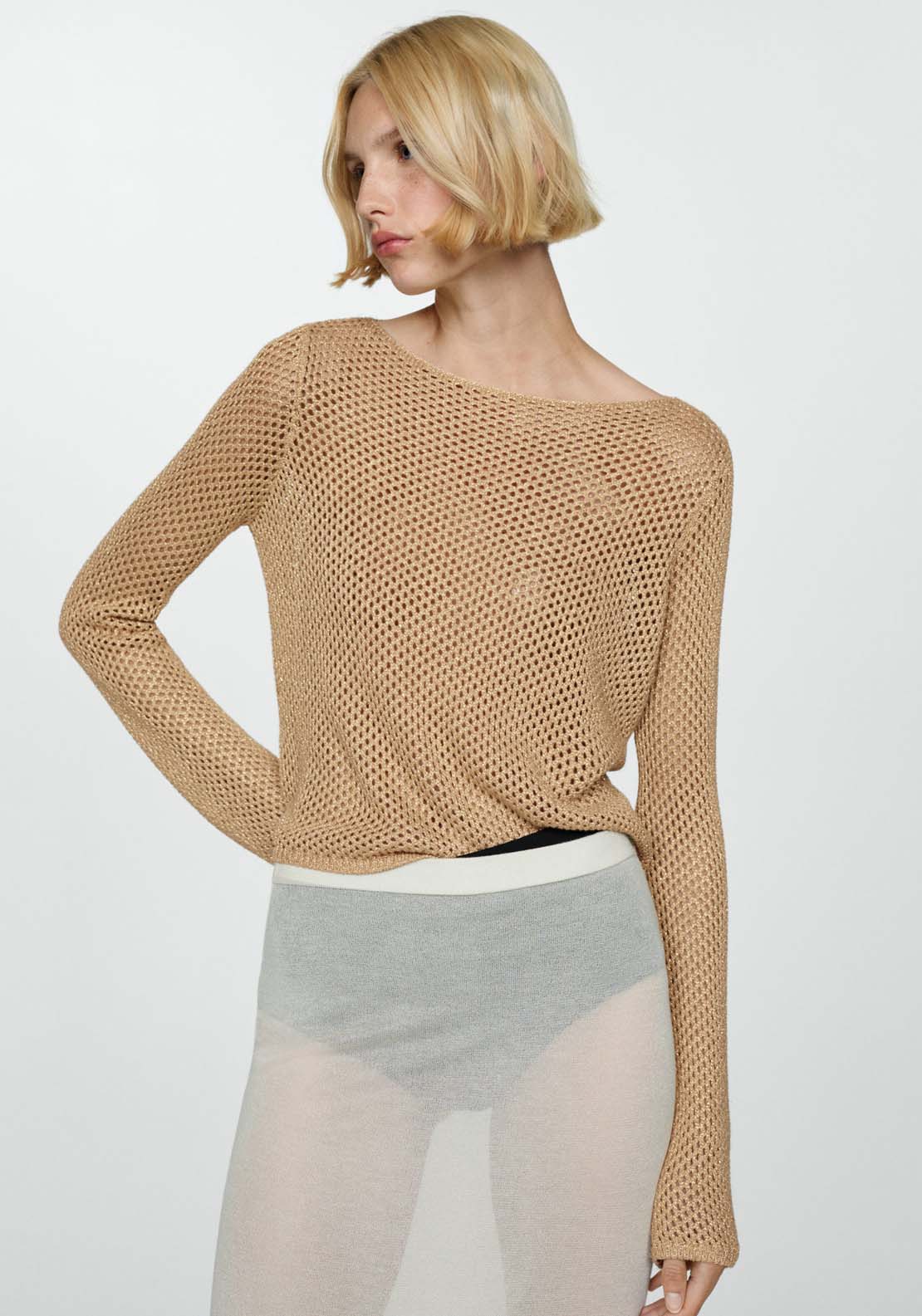 Openwork lurex sweater