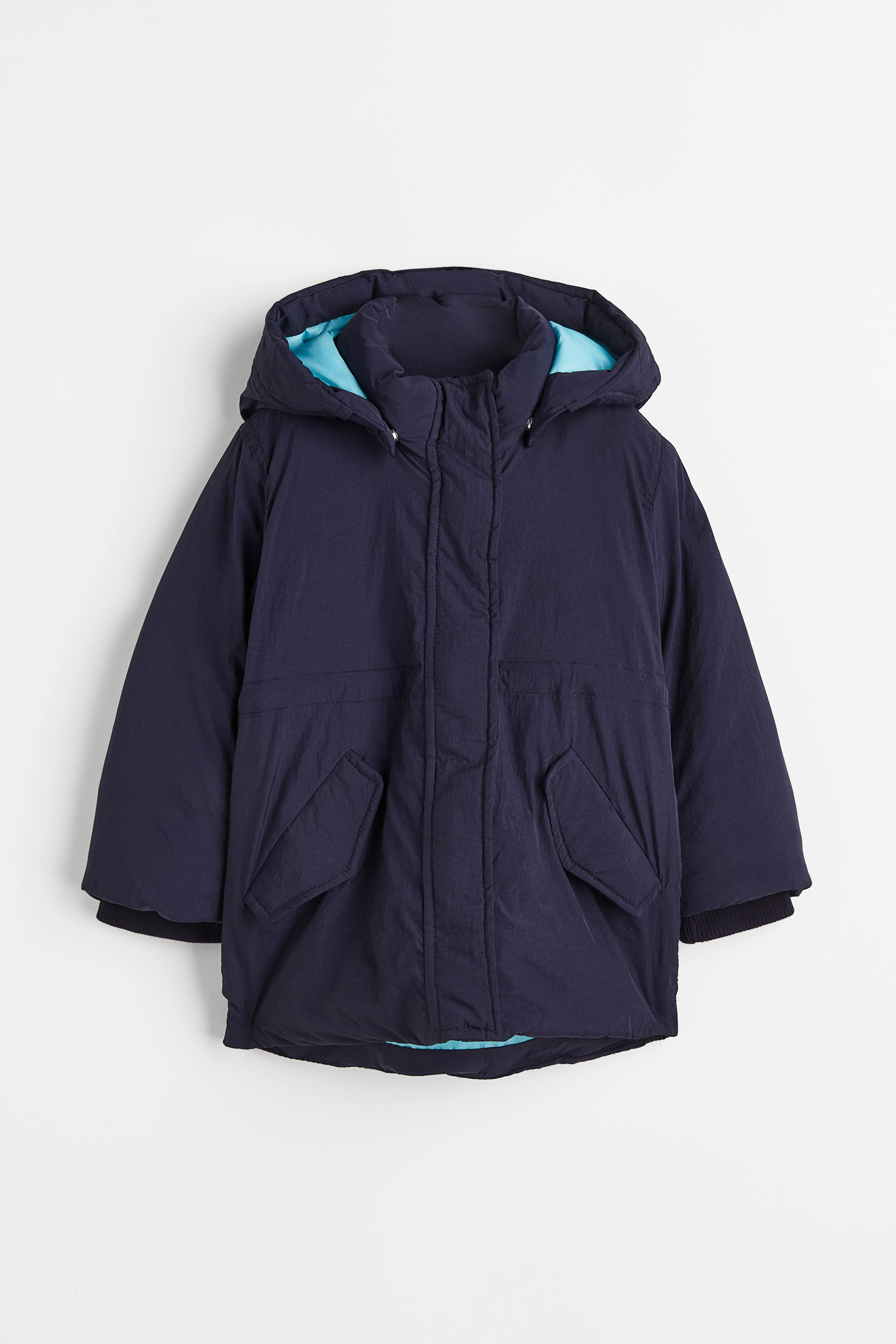 Padded nylon parka - Long sleeve - Regular length - Navy blue - Kids | H&M GB