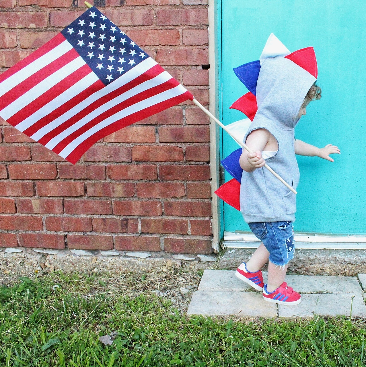 Patriotic Hoodie - Red, White and Blue | July 4th Spikes Dino Hoodie