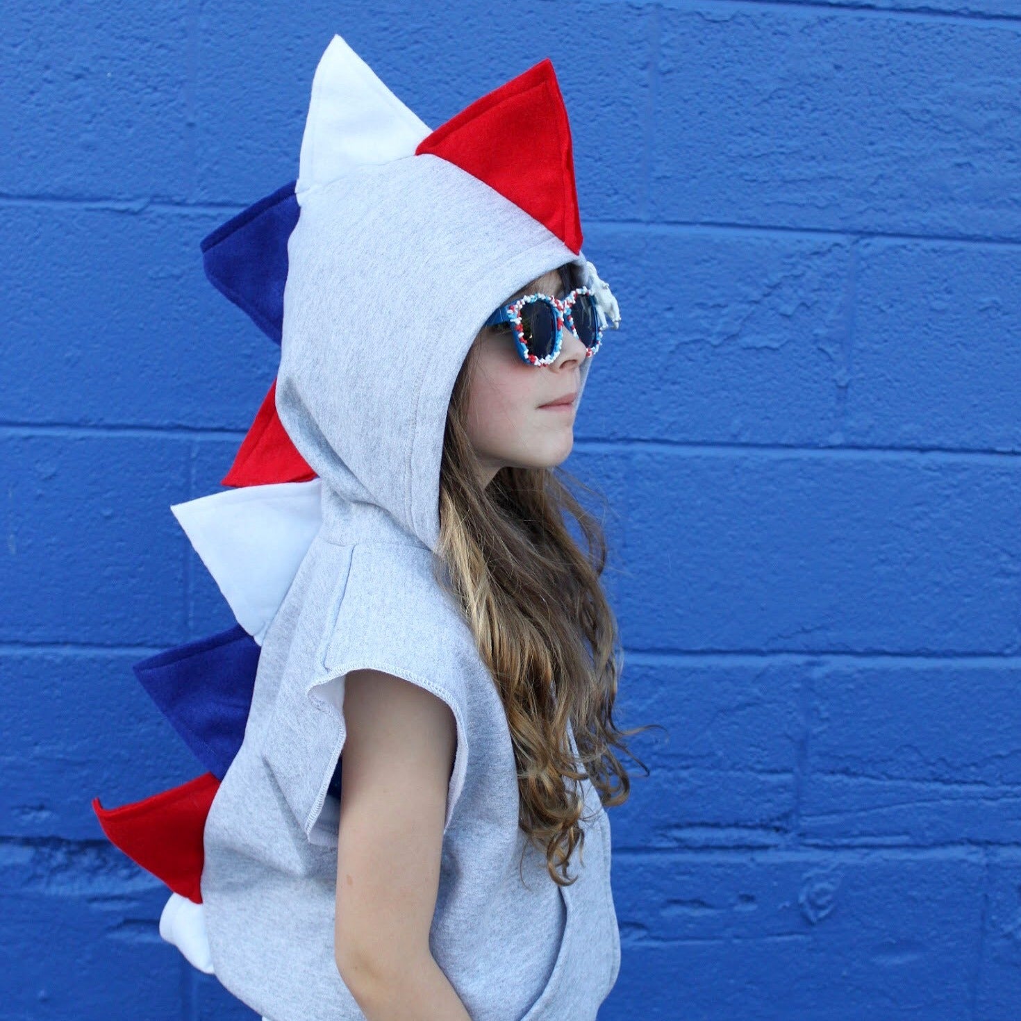 Patriotic Hoodie - Red, White and Blue | July 4th Spikes Dino Hoodie