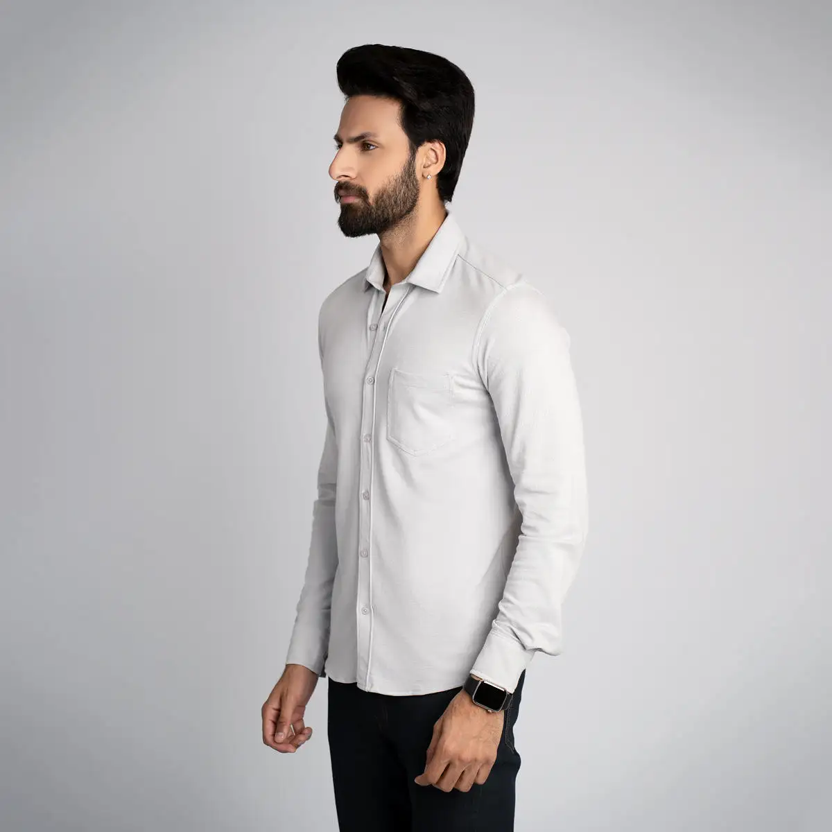 Pique Fabric Button Down Shirt - HSSM1230015