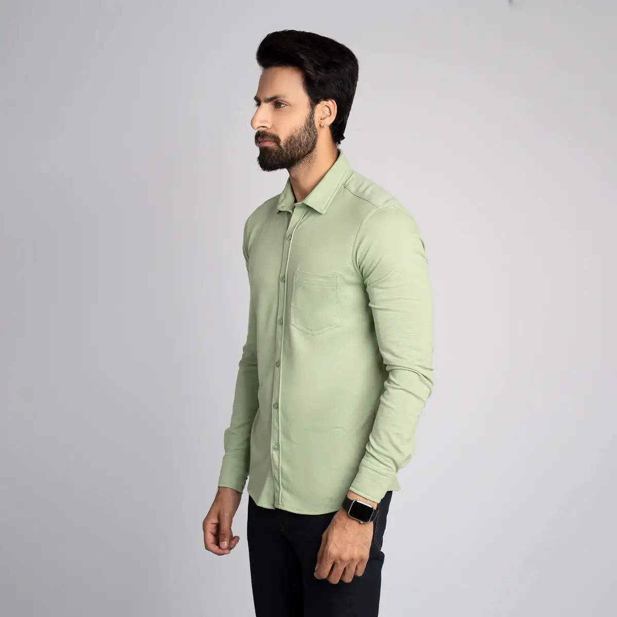 Pique Fabric Button Down Shirt - HSSM1230015