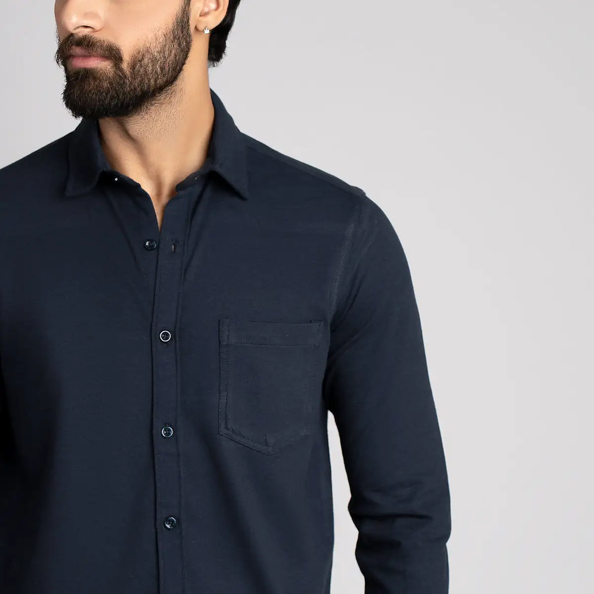 Pique Fabric Button Down Shirt - HSSM1230015