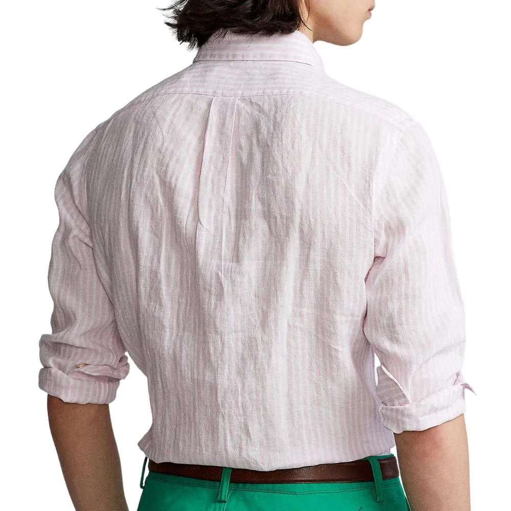 POLO RALPH LAUREN Long Sleeve Pink And White Stripe Button Down Shirt | Menswear Online