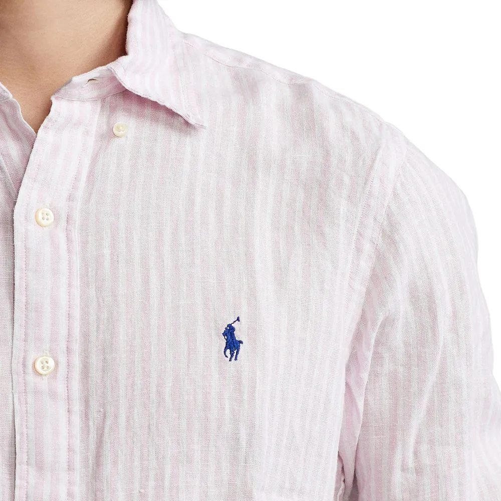 POLO RALPH LAUREN Long Sleeve Pink And White Stripe Button Down Shirt | Menswear Online