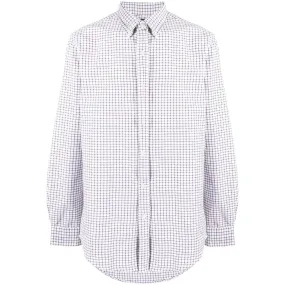 POLO RALPH LAUREN Long Sleeve Wine And Navy Grid White Button Down Shirt | Menswear Online