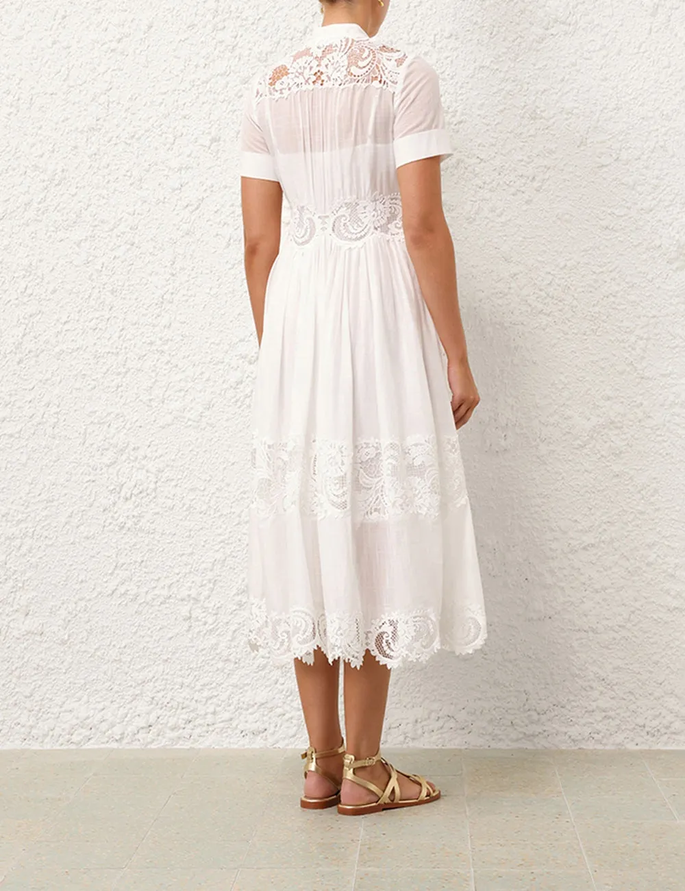 Pop Lace Trimmed Midi Dress