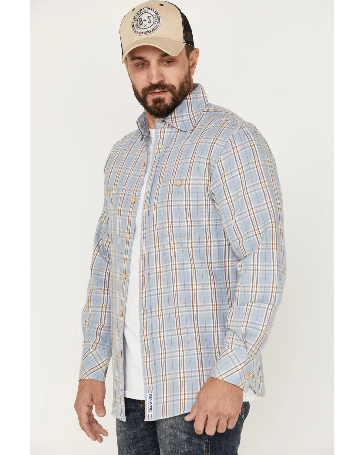 Product Name:  Resistol Men's Dakota Medium Plaid Print Long Sleeve Button Down Shirt