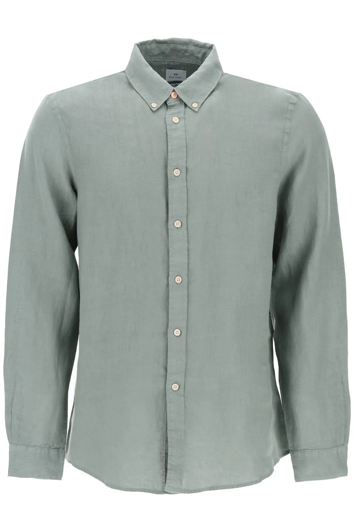 Ps paul smith linen button-down shirt for M2R 708U M20289 LT GREYISH GREEN