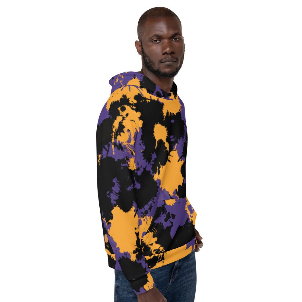 Purple Gold and Black Legends Paint Splatter Pullover Hoodie