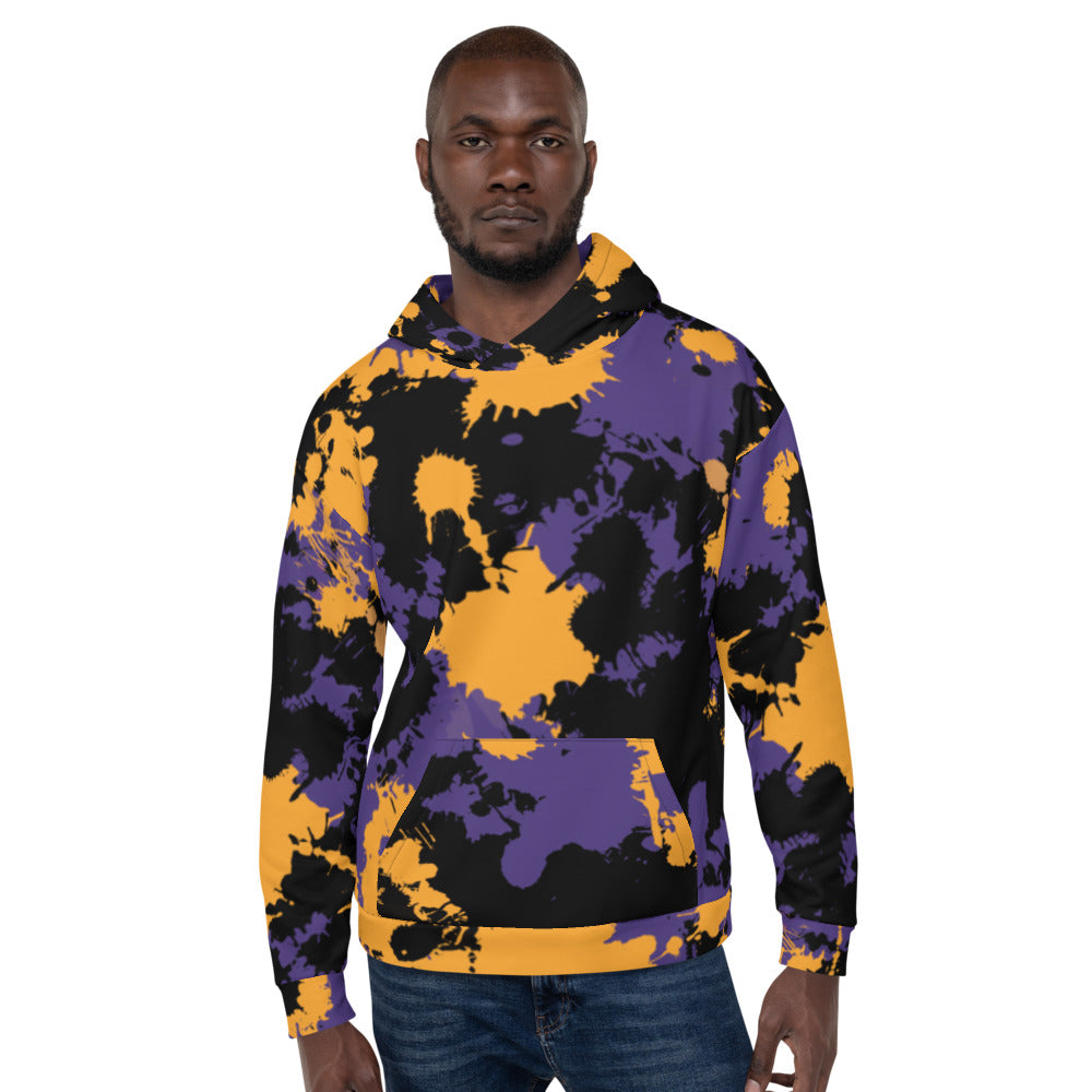 Purple Gold and Black Legends Paint Splatter Pullover Hoodie