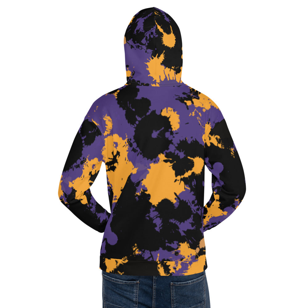 Purple Gold and Black Legends Paint Splatter Pullover Hoodie