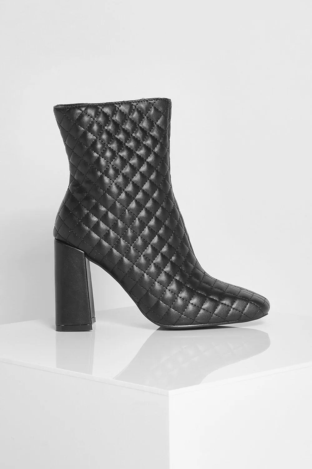 Quilted Square Toe Shoe Boot