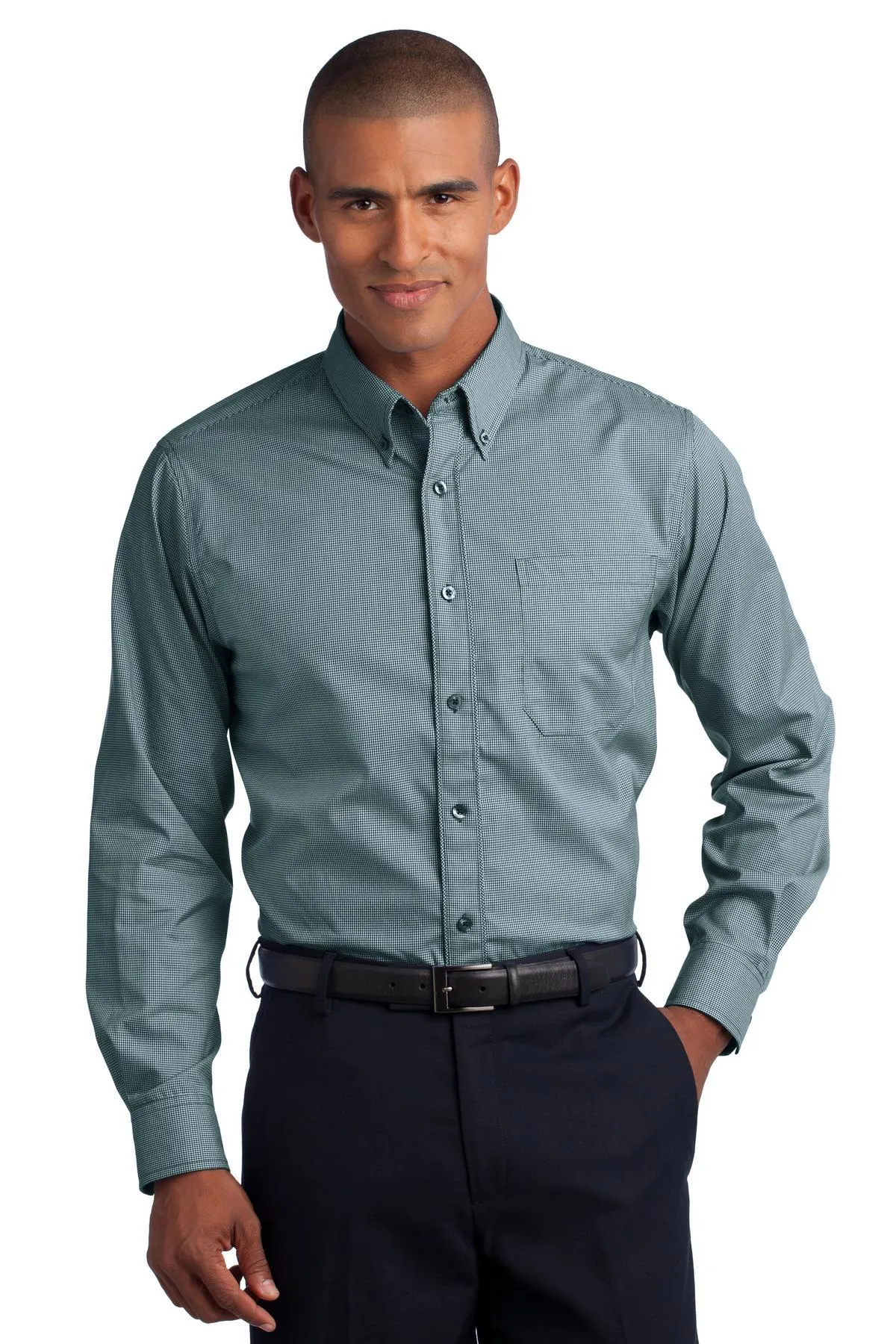 Red House - Mini-Check Non-Iron Button-Down Shirt RH66 Mallard Green