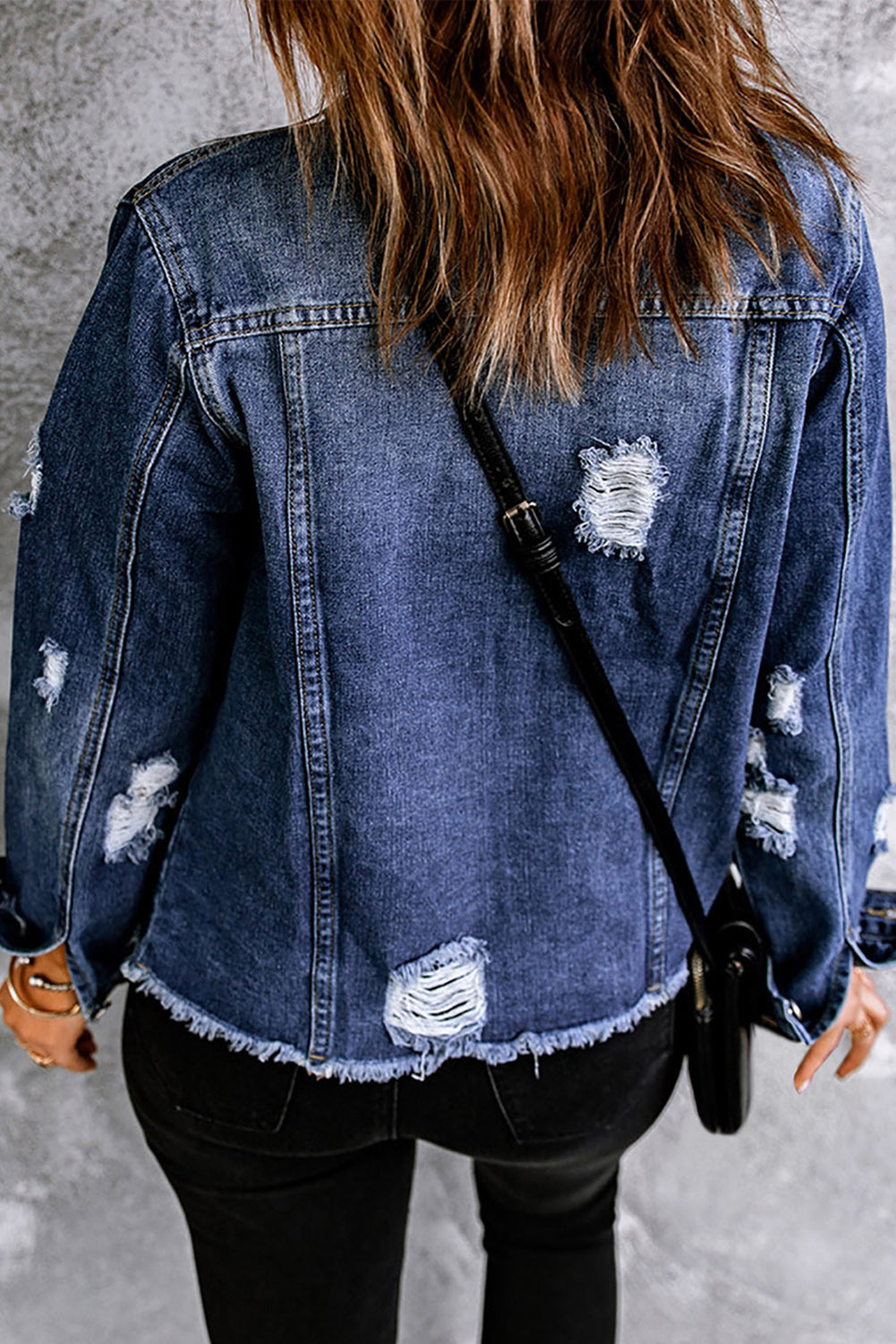 Rose Garden Distressed Denim Jacket