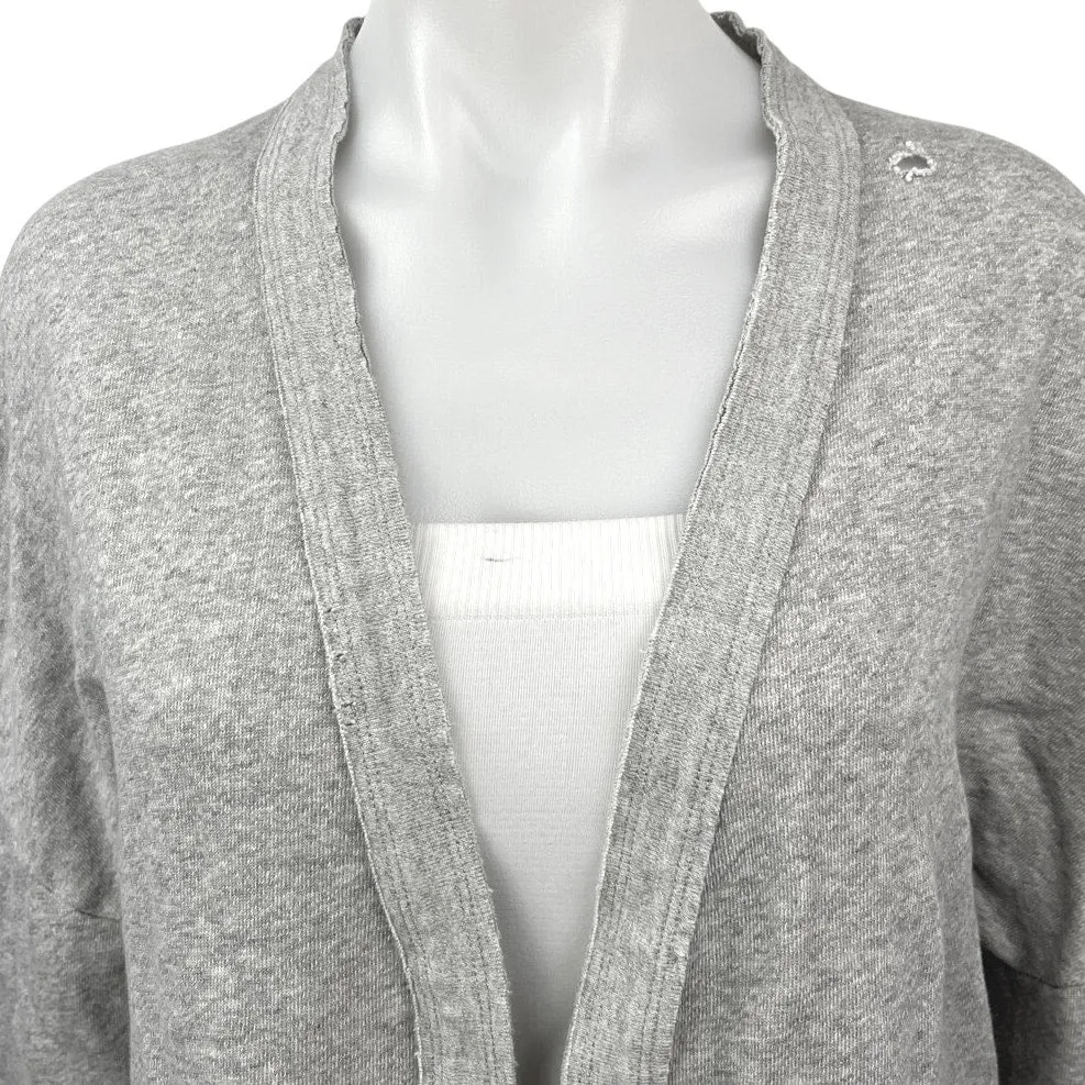 RTA Heathered Gray Distressed Fleece Lined Open Cardigan Sweater Top Size XS