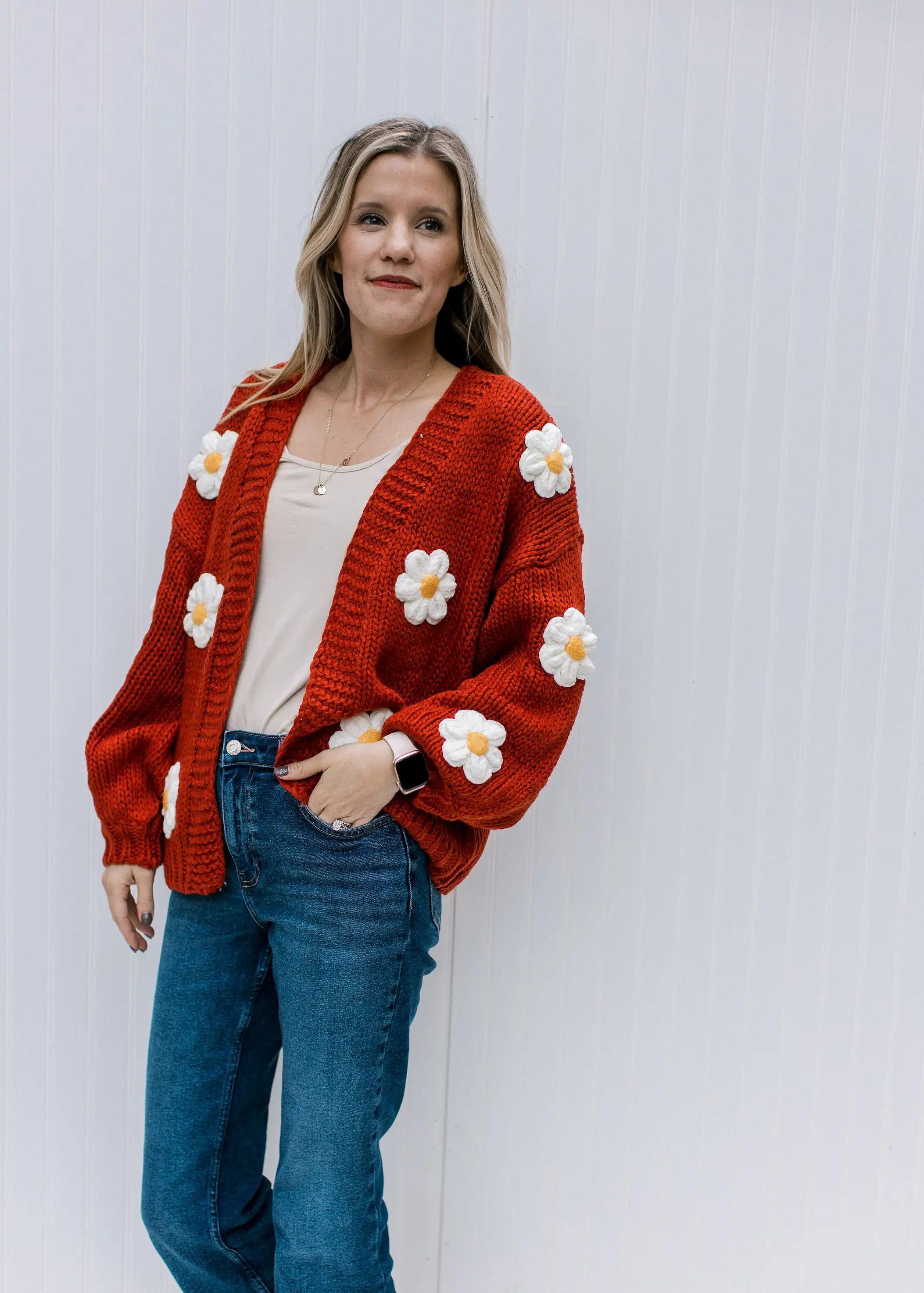 Rust Daisy Cardigan