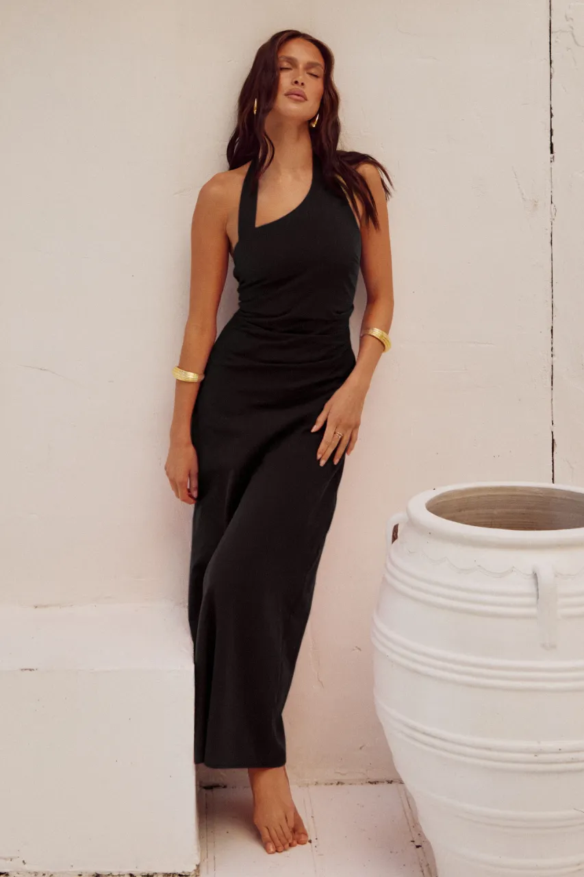 Sapphira Long Midi Dress - Black