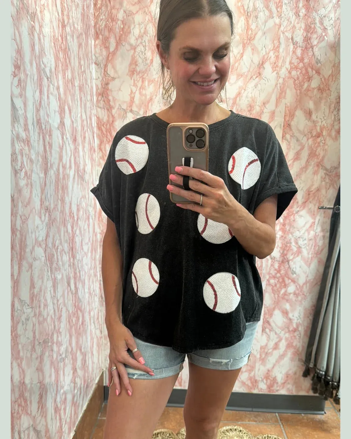 Sequin Baseballs Top