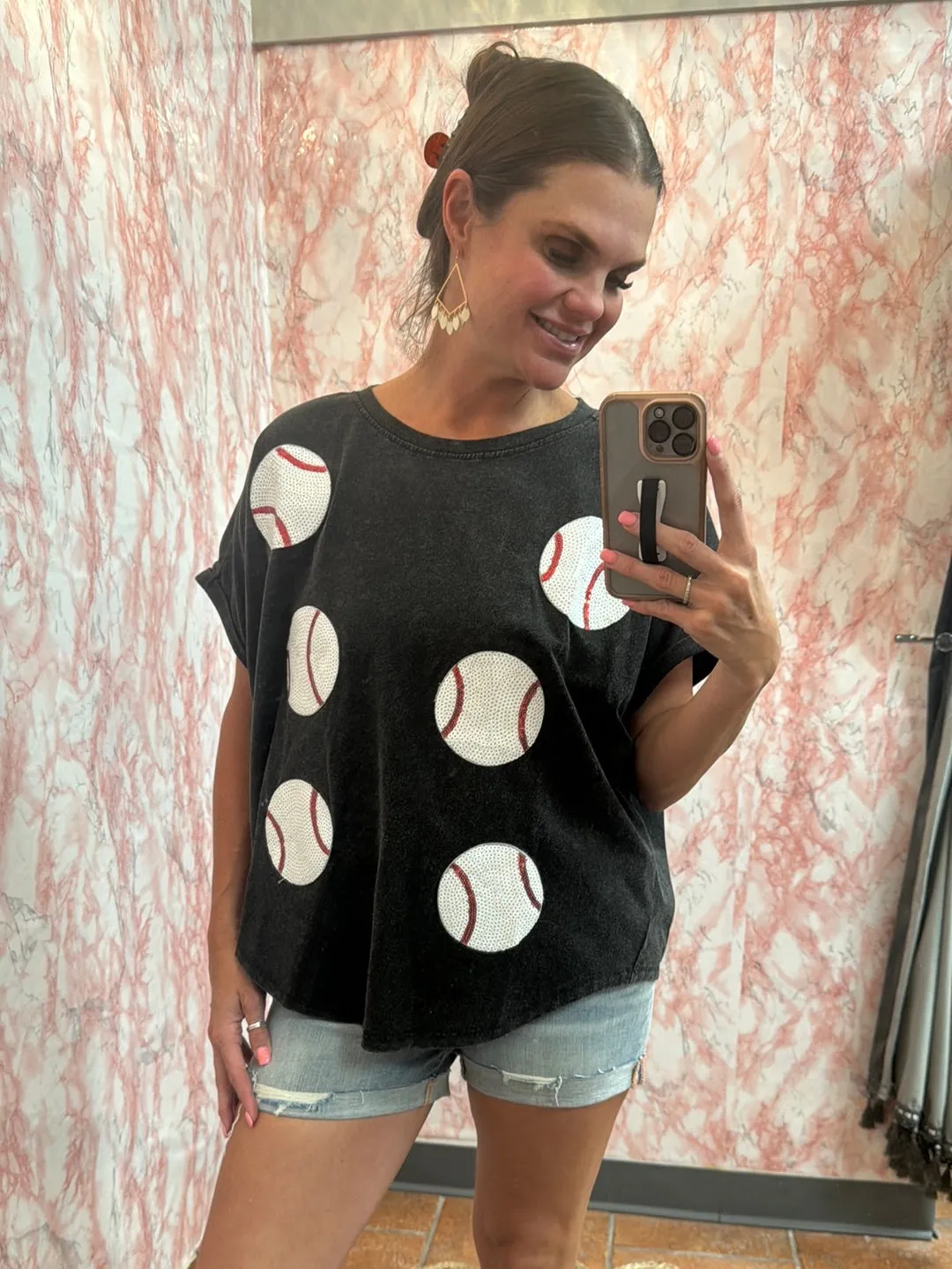 Sequin Baseballs Top