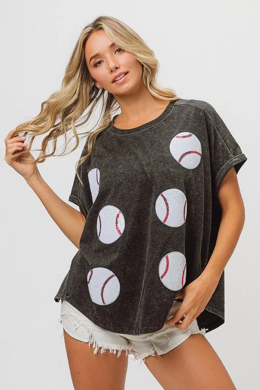 Sequin Baseballs Top