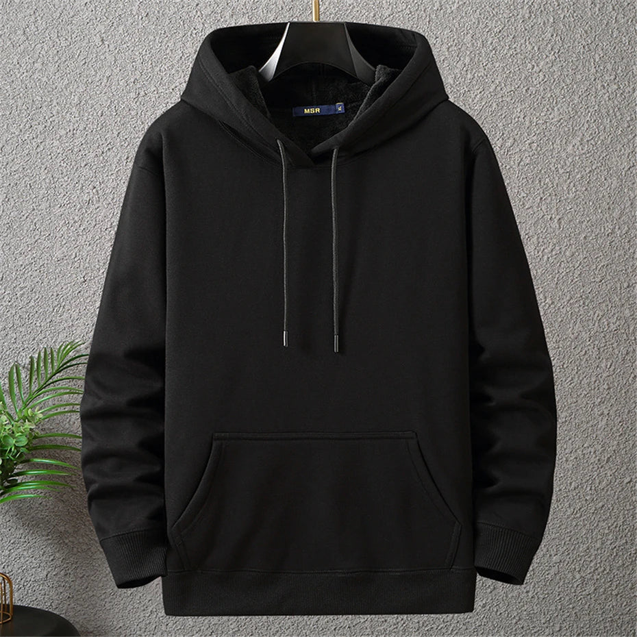 Solid Color Thick Fleece Hoodie