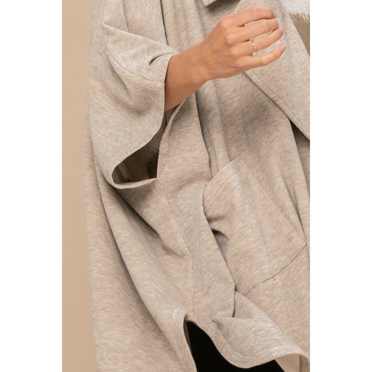 Solid Knit Oversized Trench Jacket