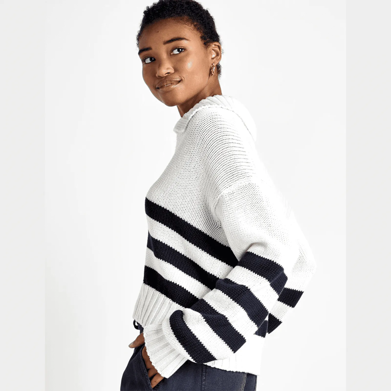 Splendid Parker Polo Stripe Sweater in Navy Stripe