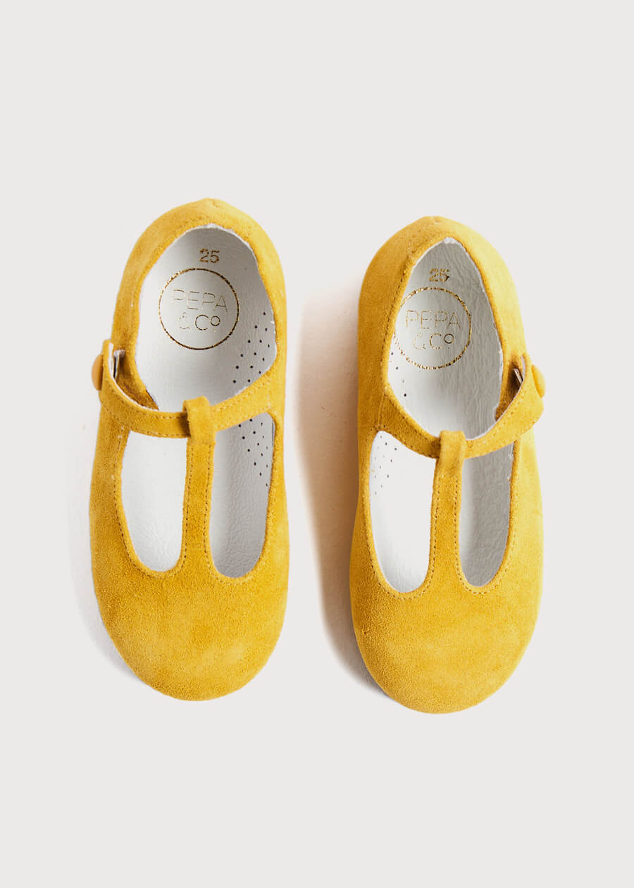 Suede Charlotte Shoes in Mustard (24-34EU)