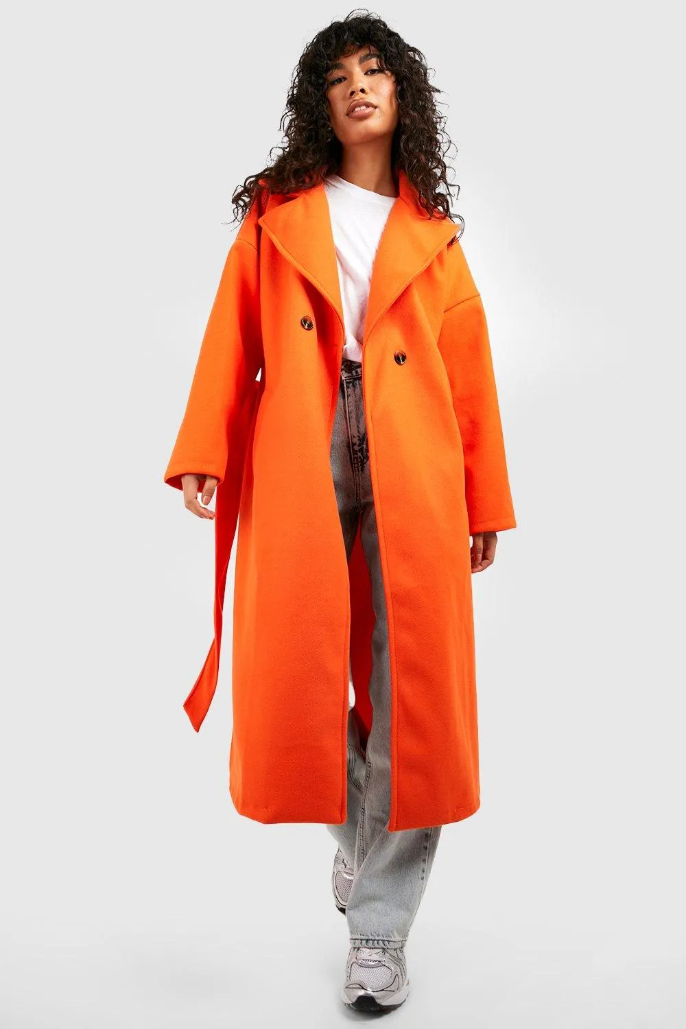 Super Oversized Textured Belted Wool Coat