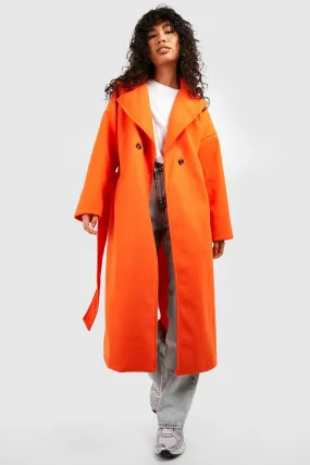 Super Oversized Textured Belted Wool Coat