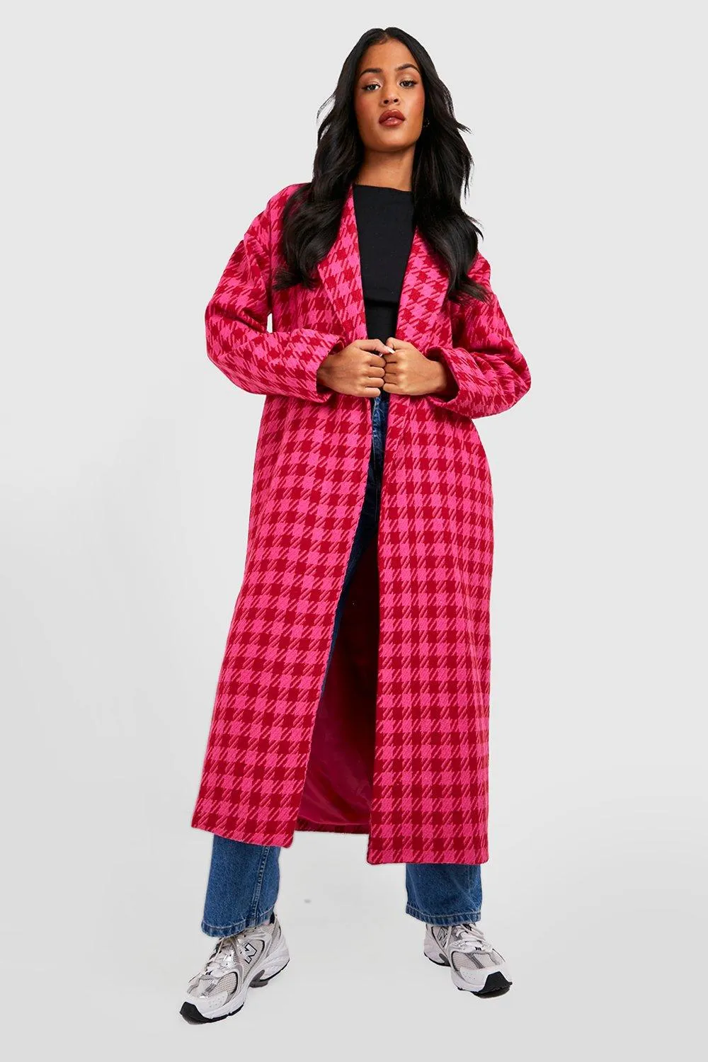 Tall Oversized Houndstooth Wool Look Coat