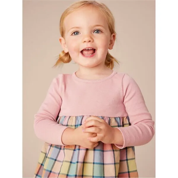 Tea Collection Print Mix Skirted Baby Dress, Van Lake Plaid