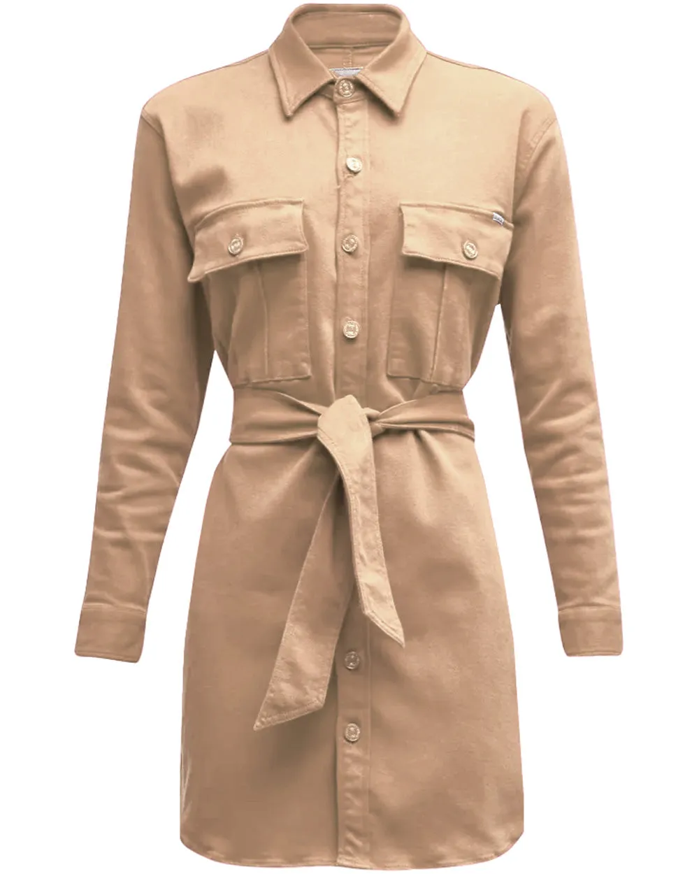 The Cadet Mini Shirt Dress in Sand