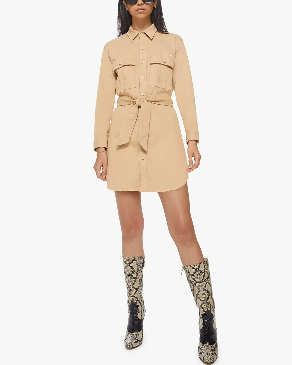 The Cadet Mini Shirt Dress in Sand