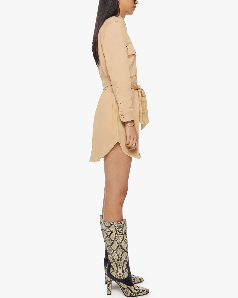 The Cadet Mini Shirt Dress in Sand